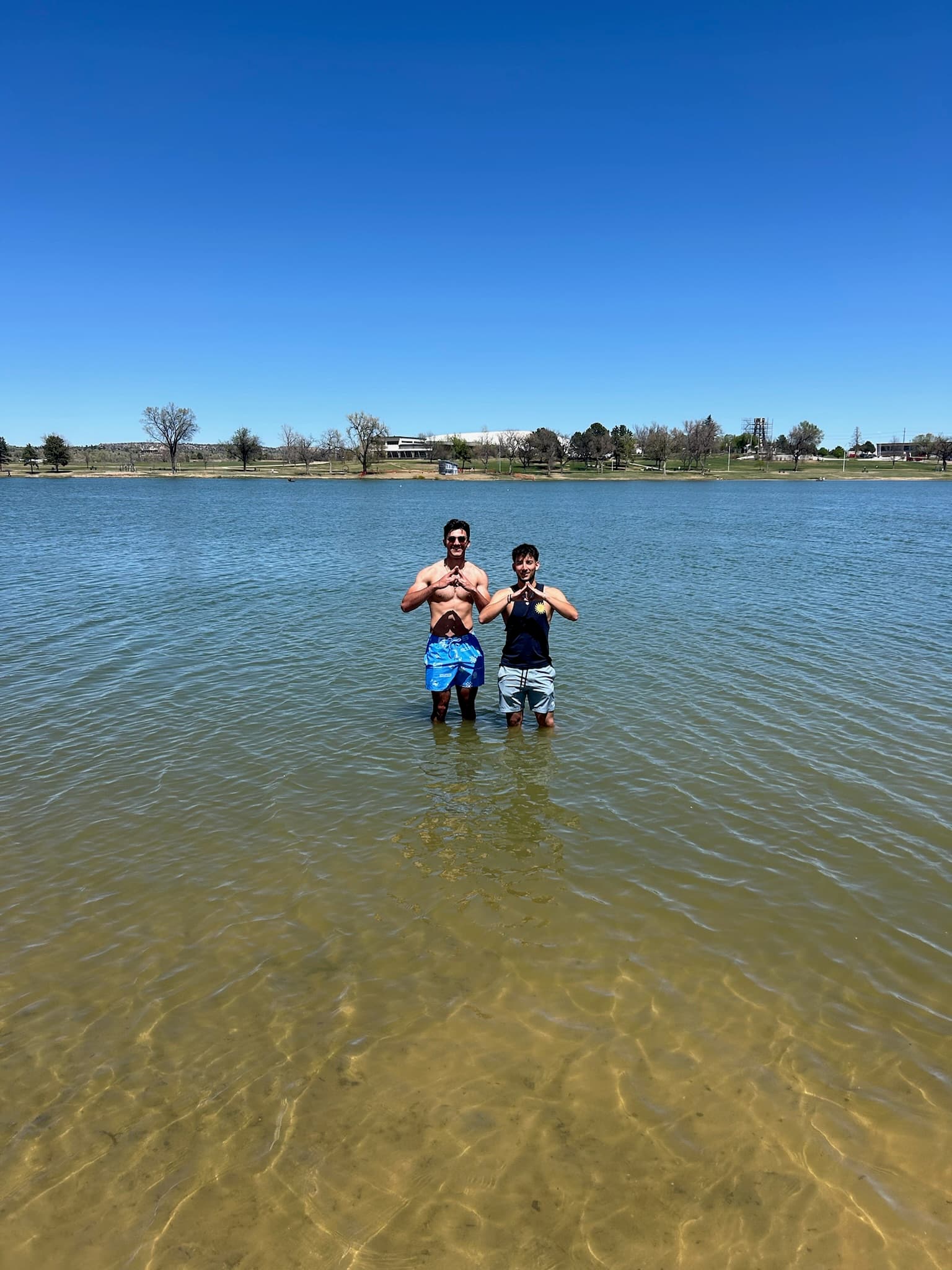 Brothers enjoying lake activities